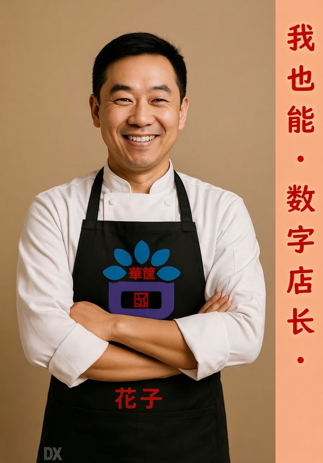 介绍华筐门店数字化的男店长宣传图